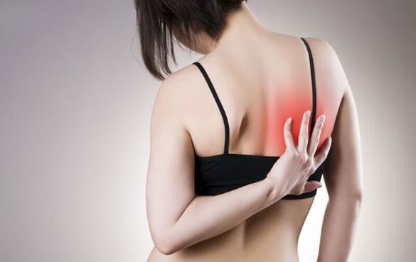 Dorsago, which accompanies thoracic osteochondrosis, is manifested by sharp pain during movement